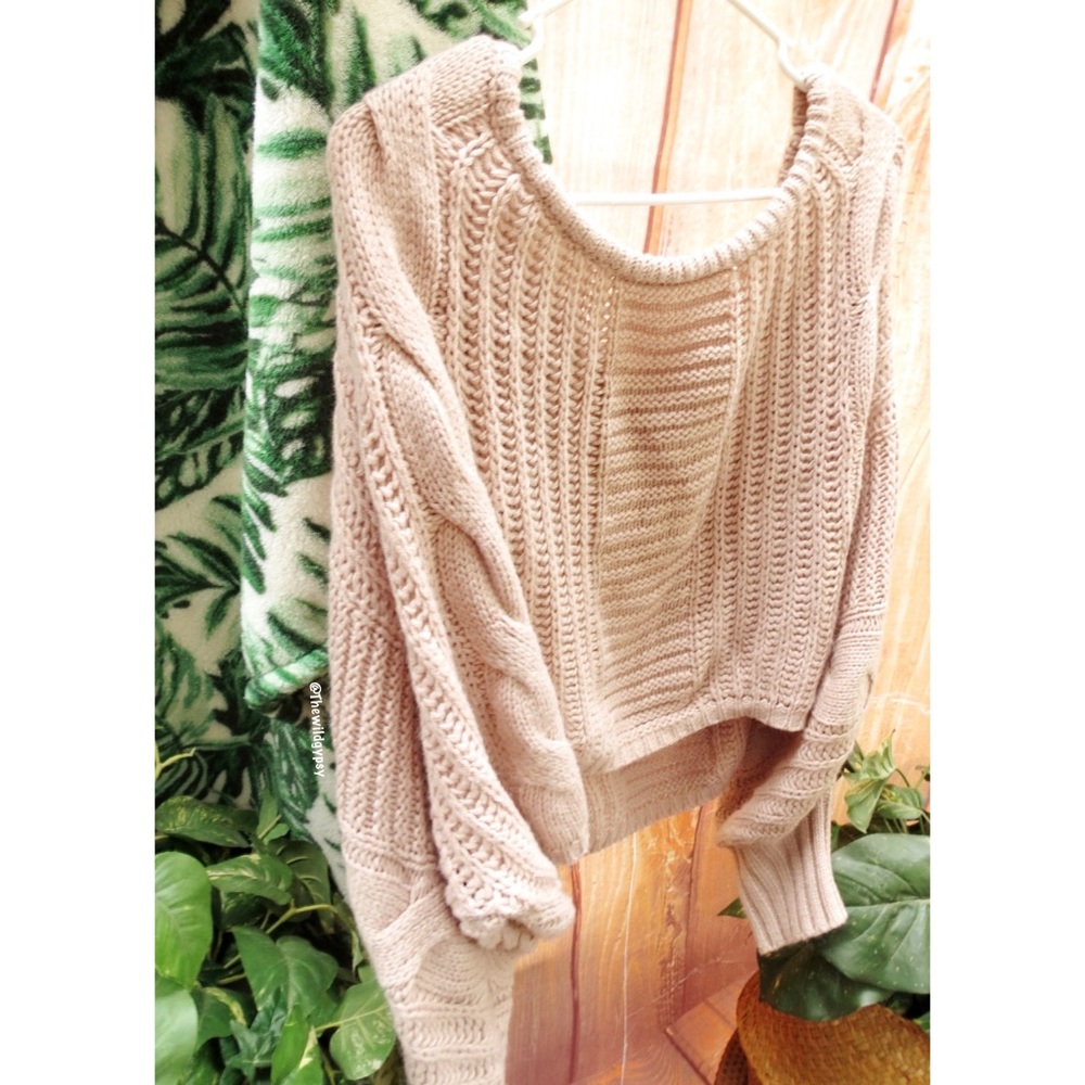 Cozy blush mauve off shoulder chunky knit sweater 🪷 - Picture 4 of 5